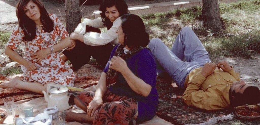 Friday Picnic In Tehran In 1976: Families And Friends Tend To Get Together On Fridays, Which Are Weekend Days In Iran. &Quot;Picnics Are An Important Part Of Iranian Culture And Are Very Popular Amongst The Middle Classes. This Has Not Changed Since The Revolution. The Difference Is, Nowadays, Men And Women Sitting Together Are Much More Self-Aware And Show More Restraint In Their Interactions,&Quot; Says Prof Afshar. Photo: Bruno Barbie/Magnum Photos 
