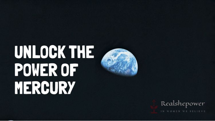 Image Of Mercury Planet On A Black Background With A Text Overlay In Bold White Font &Quot;Power Of Mercury Rituals And Practices For Improved Communication And Decision-Making