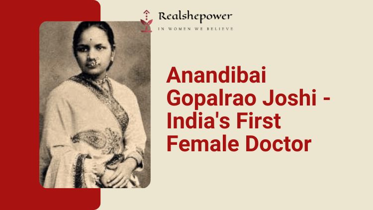 An Illustration Of Anandibai Gopalrao Joshi, India'S First Female Doctor, Dressed In Traditional Indian Clothing. She Is Depicted With A Determined And Confident Expression On Her Face.