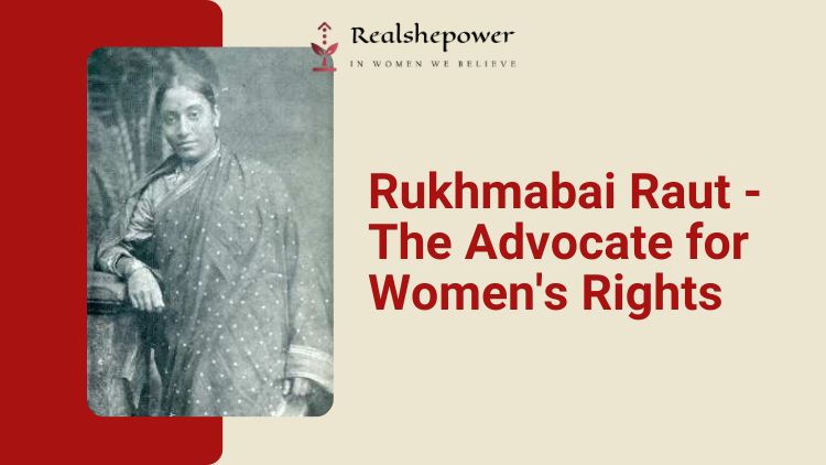 Image Of Rukhmabai Raut, An Indian Woman Wearing A Traditional Saree And Standing In A Dignified Posture. She Is Known As A Pioneer For Women'S Rights And Advocating Against Child Marriages In India During The 19Th Century.