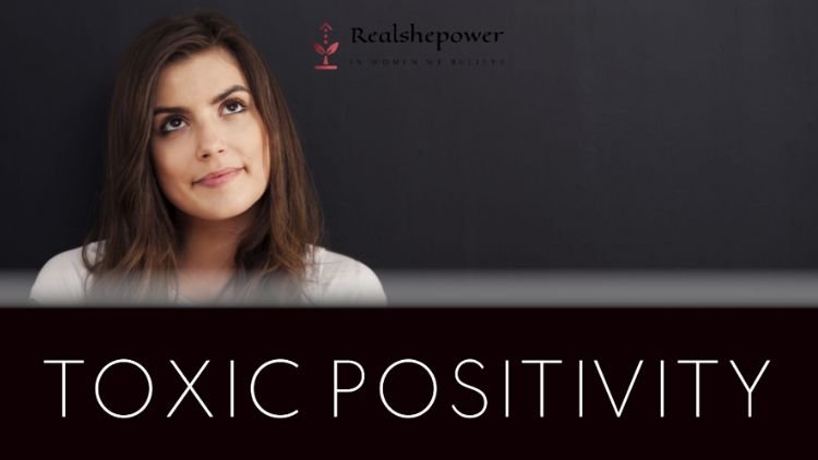 A Text-Based Image Reading &Quot;What Is Toxic Positivity?&Quot; With A Black Gradient Background. The Text Is White, Bold, And Centered. Image Of A Woman On Left Hand Side Looking Upwards As If Thinking Is Also On The Image.