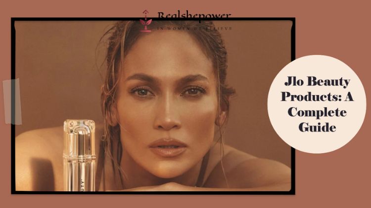 A Photo Of Jlo Beauty Products, Including A Cleanser, Serum, Moisturizer, And Eye Cream, Arranged On A Orange Brown Background.