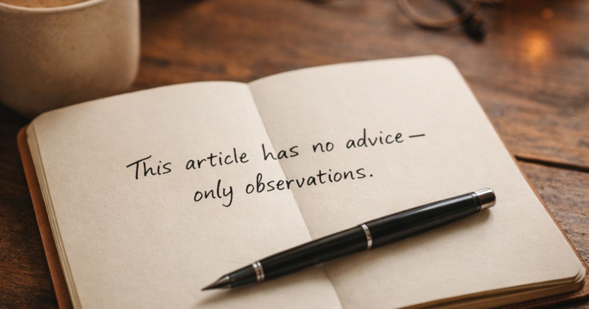 This Article Has No Advice—Only Observations