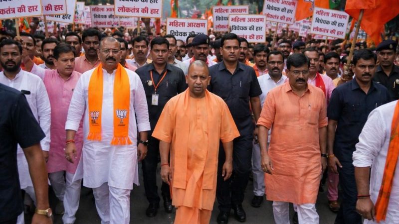Yogi Adityanath Leads ‘Jan Aakrosh’ March After Women’s Quota Bill Defeat