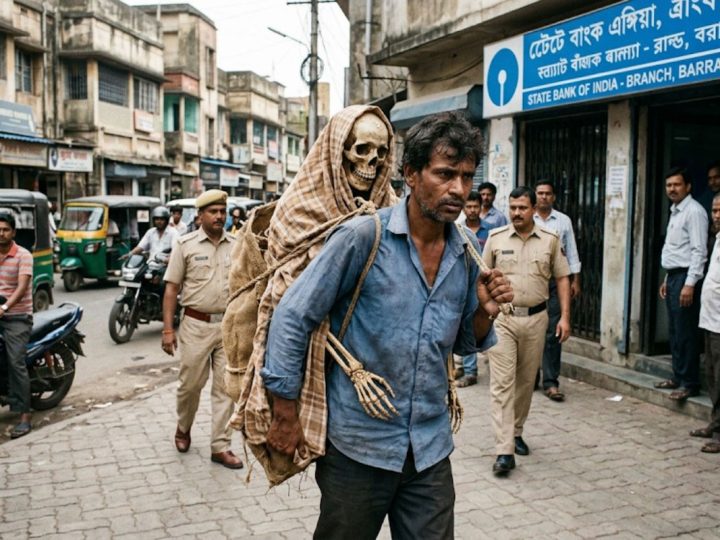 Bizarre News Bengal Man Carries Sister Skeleton To Bank