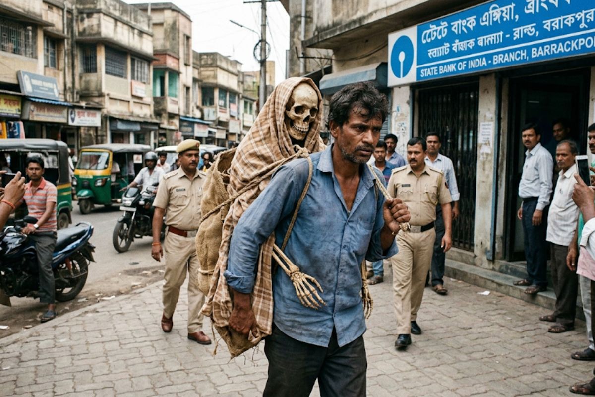 Bizarre News Bengal Man Carries Sister Skeleton To Bank