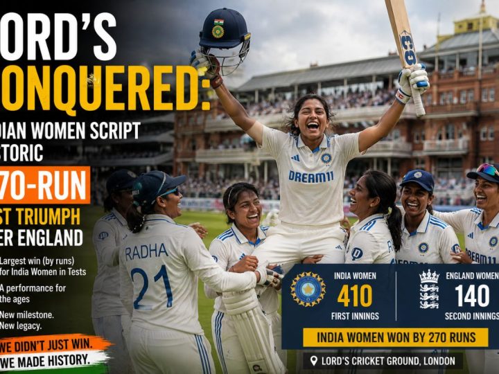 Lord’s Conquered: Indian Women Script Historic 270-Run Test Triumph Over England