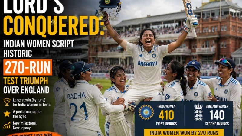 Lord’s Conquered: Indian Women Script Historic 270-Run Test Triumph Over England