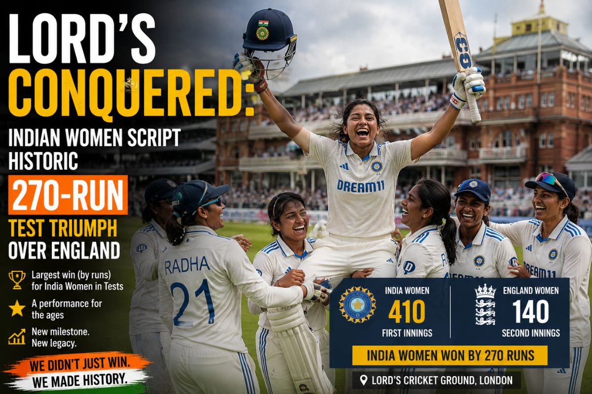 Lord’s Conquered: Indian Women Script Historic 270-Run Test Triumph Over England