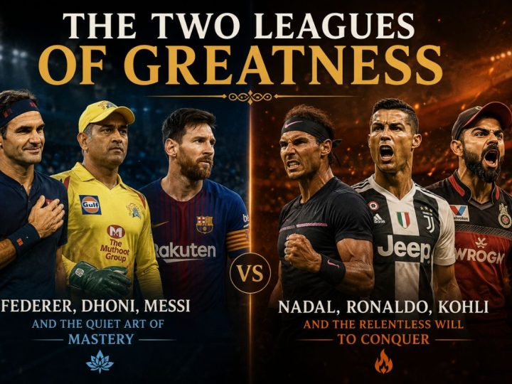 The Two Leagues Of Greatness: Federer, Dhoni, Messi And The Quiet Art Of Mastery Versus Nadal, Ronaldo, Kohli And The Relentless Will To Conquer