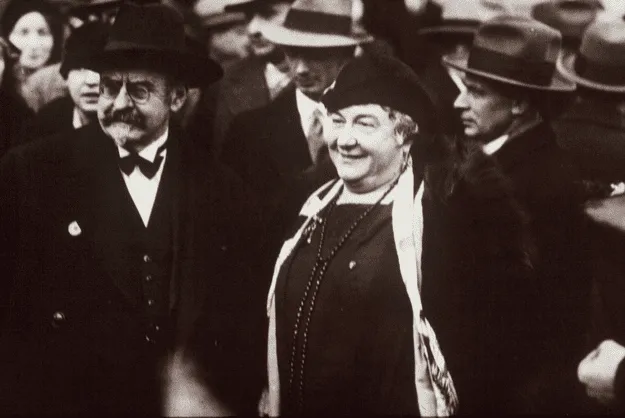 Paulina Luisi Poses With Her Classmates, All Men.
