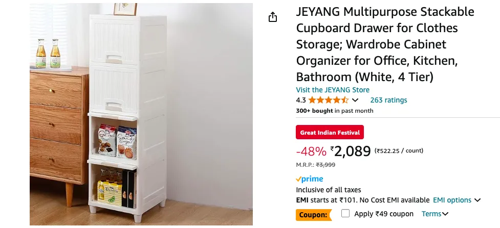 Top 5 Best Multipurpose Storage Racks For An Organized And Stylish Home 3 Jeyang Multipurpose Stackable Cupboard