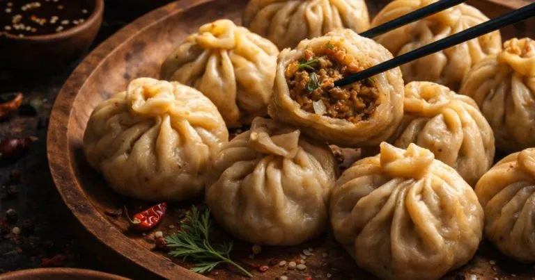 Recipe for authentic Tibetan Momos including the dough and the spicy sephel dipping sauce