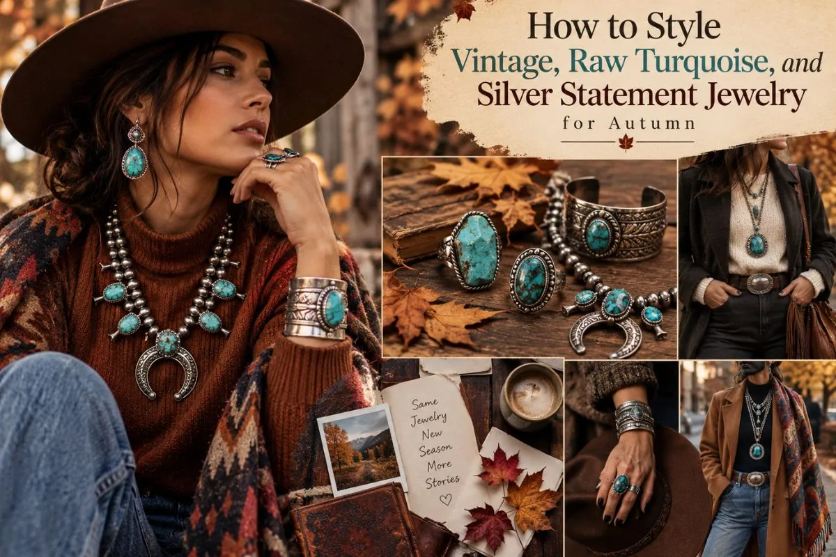 How To Style Vintage, Raw Turquoise, And Silver Statement Jewelry For Autumn 1 How To Style Vintage, Raw Turquoise, And Silver Statement Jewelry For Autumn