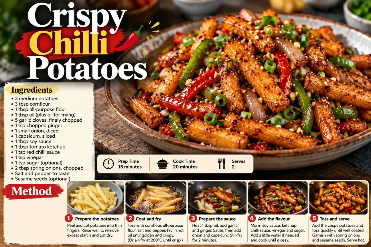 Crispy Chilli Potatoes: The Addictive Indo-Chinese Snack You Can Make At Home 1 Crispy Chilli Potatoes: The Addictive Indo-Chinese Snack You Can Make At Home